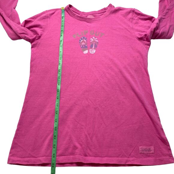 LIFE IS GOOD Flip Out Flip Flops Peony Pink Classic Fit Womens Small Long Sleeve - Picture 9 of 10